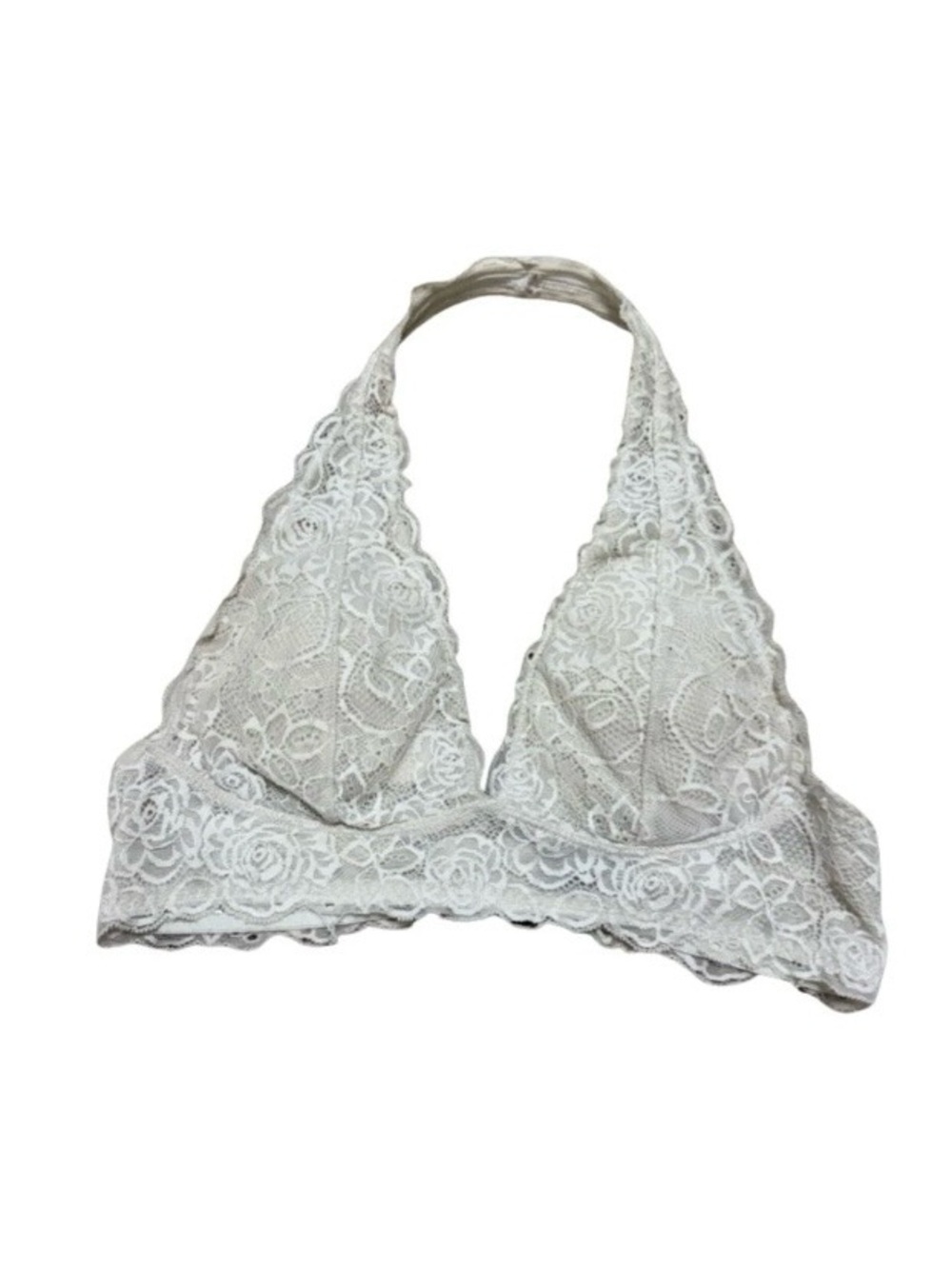 Free Press Women Small White Bralette Lace Boho Bohemian Floral Padded Hippie